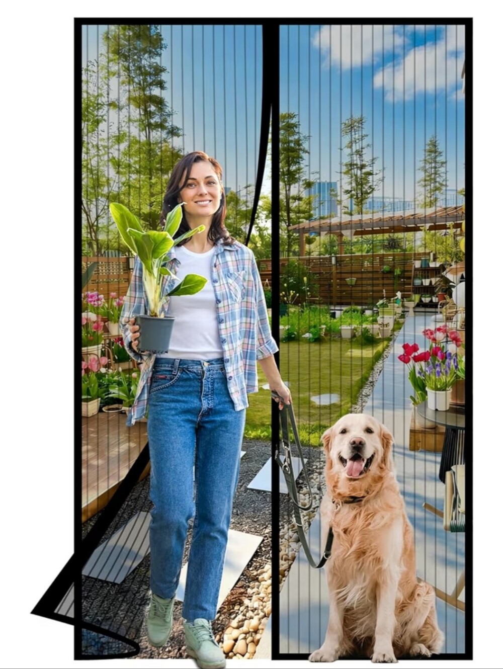 Vosda Magnetic Screen Door 36 x 80 Hands Free Pet Friendly Black New